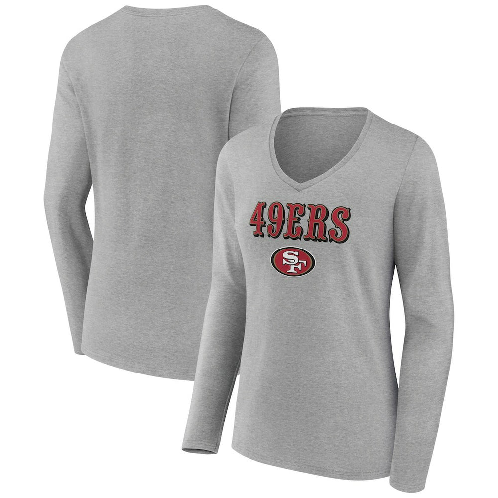 San Francisco 49ers  Women's Logo Team Lockup Long Sleeve V-Neck T-Shirt