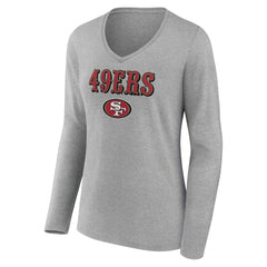 San Francisco 49ers  Women's Logo Team Lockup Long Sleeve V-Neck T-Shirt