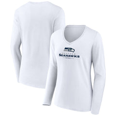Seattle Seahawks  Women's Logo Team Lockup Long Sleeve V-Neck T-Shirt