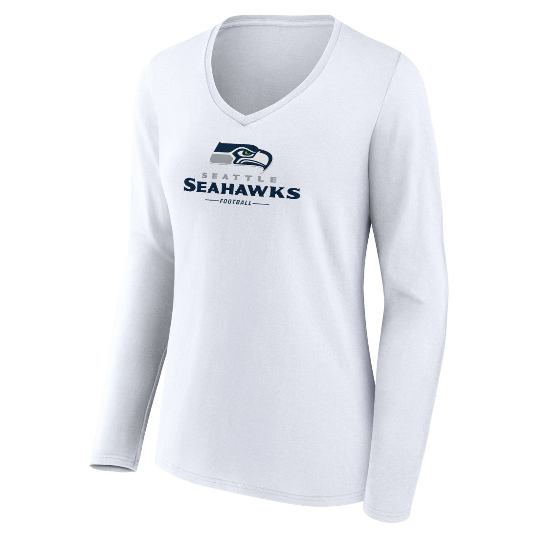 Seattle Seahawks  Women's Logo Team Lockup Long Sleeve V-Neck T-Shirt