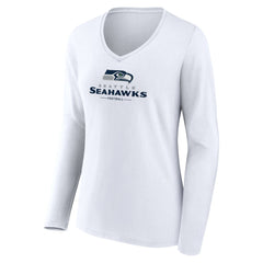 Seattle Seahawks  Women's Logo Team Lockup Long Sleeve V-Neck T-Shirt