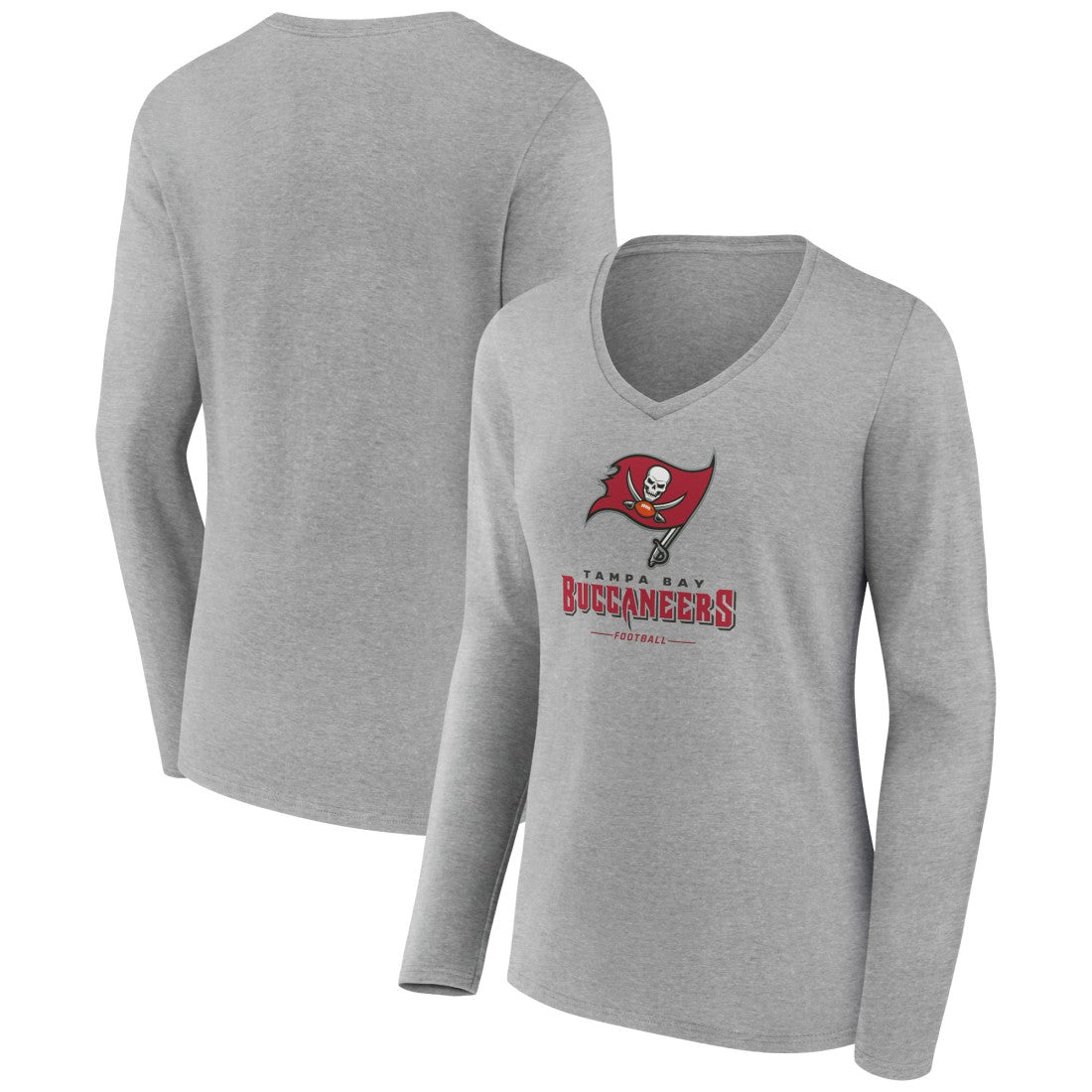Tampa Bay Buccaneers  Women's Logo Team Lockup Long Sleeve V-Neck T-Shirt