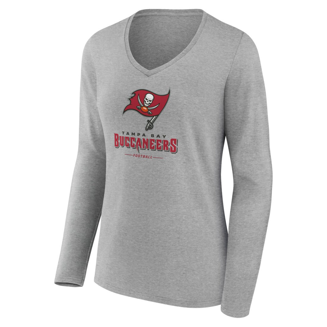 Tampa Bay Buccaneers  Women's Logo Team Lockup Long Sleeve V-Neck T-Shirt