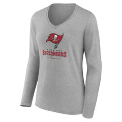 Tampa Bay Buccaneers  Women's Logo Team Lockup Long Sleeve V-Neck T-Shirt