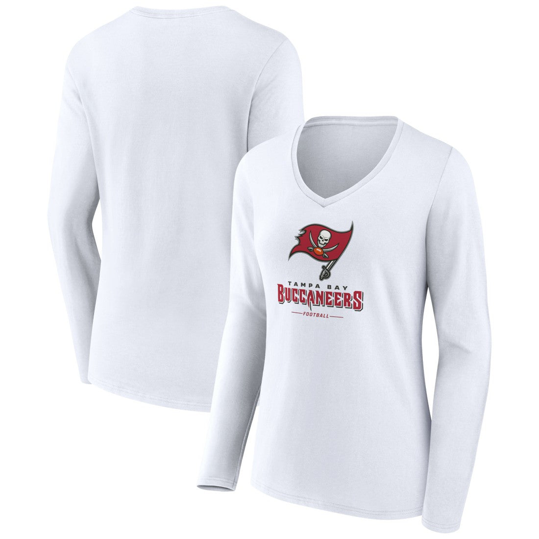 Tampa Bay Buccaneers  Women's Logo Team Lockup Long Sleeve V-Neck T-Shirt