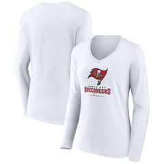 Tampa Bay Buccaneers  Women's Logo Team Lockup Long Sleeve V-Neck T-Shirt