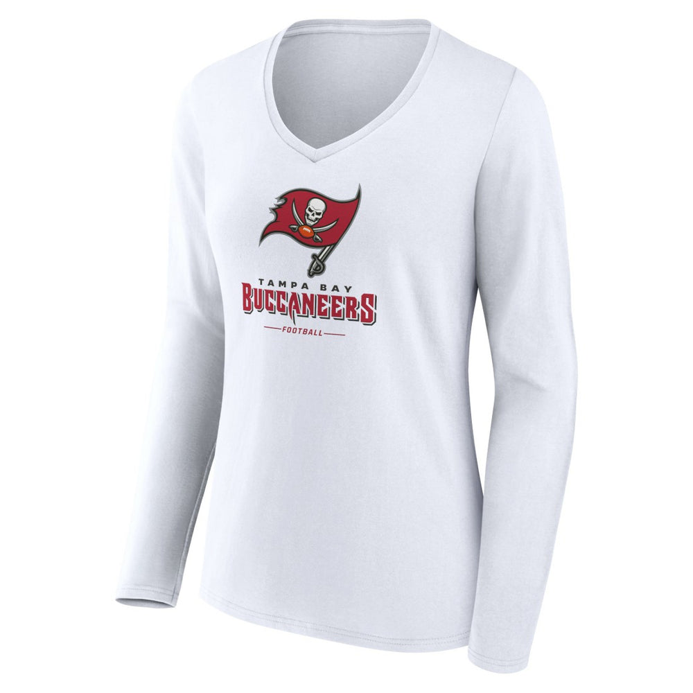 Tampa Bay Buccaneers  Women's Logo Team Lockup Long Sleeve V-Neck T-Shirt