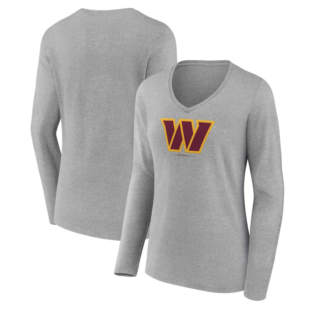 Washington Commanders  Women's Logo Team Lockup Long Sleeve V-Neck T-Shirt