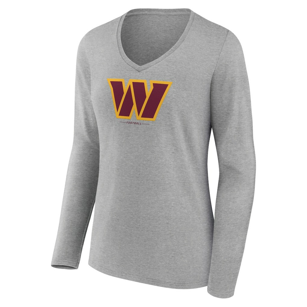 Washington Commanders  Women's Logo Team Lockup Long Sleeve V-Neck T-Shirt