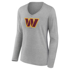 Washington Commanders  Women's Logo Team Lockup Long Sleeve V-Neck T-Shirt