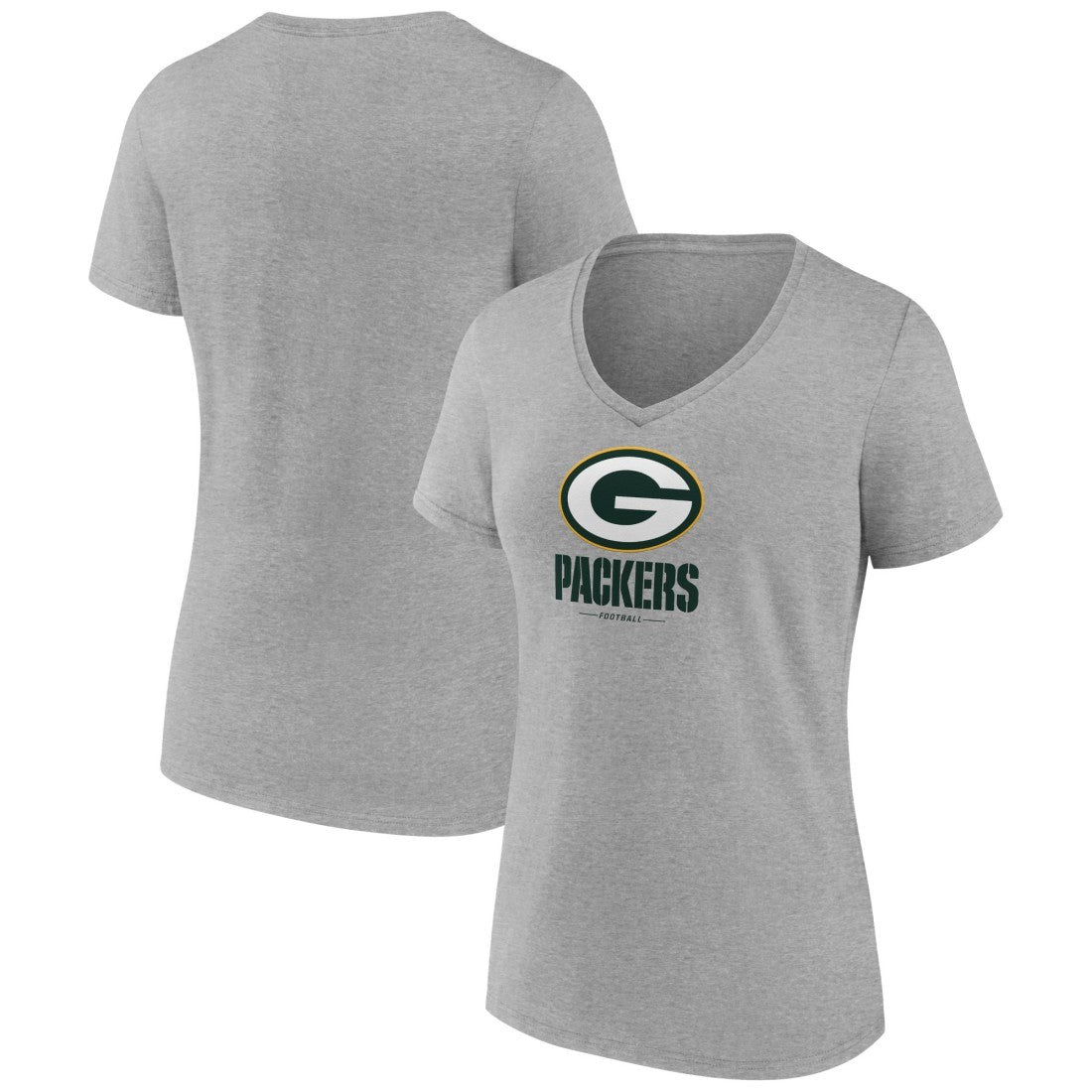 Green Bay Packers  Women's Logo Team Lockup V-Neck T-Shirt