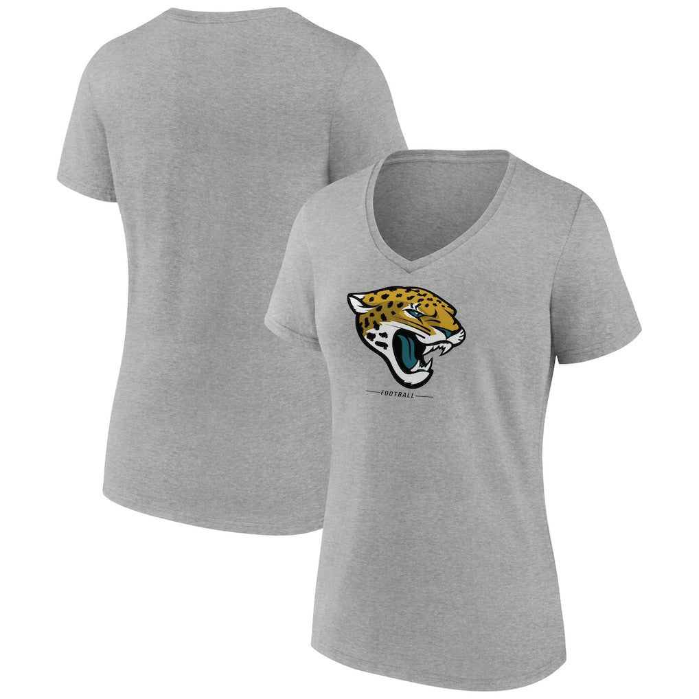 Jacksonville Jaguars  Women's Logo Team Lockup V-Neck T-Shirt