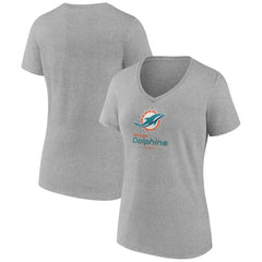 Miami Dolphins  Women's Logo Team Lockup V-Neck T-Shirt