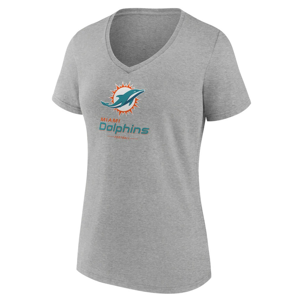 Miami Dolphins  Women's Logo Team Lockup V-Neck T-Shirt