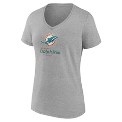 Miami Dolphins  Women's Logo Team Lockup V-Neck T-Shirt