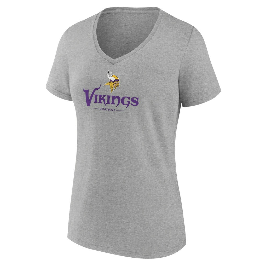 Minnesota Vikings  Women's Logo Team Lockup V-Neck T-Shirt