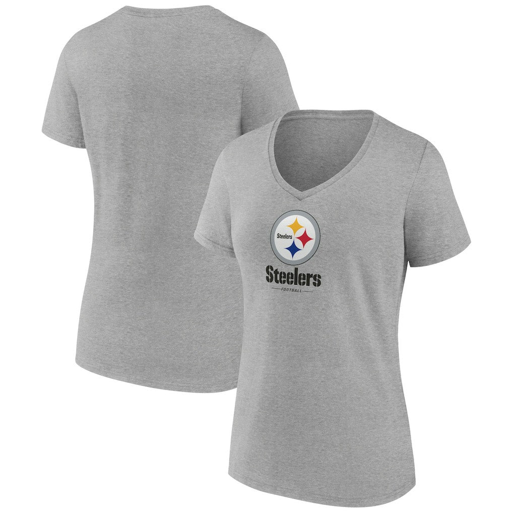 Pittsburgh Steelers  Women's Logo Team Lockup V-Neck T-Shirt