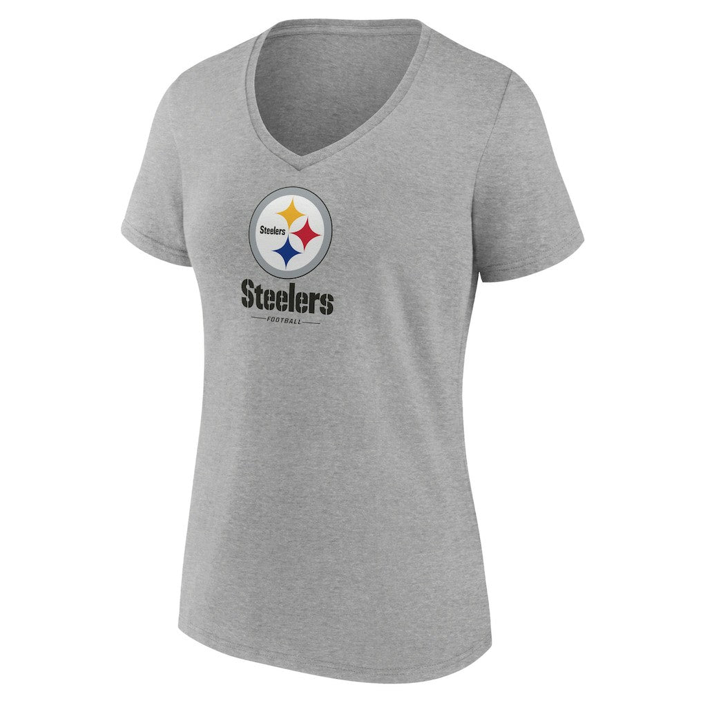 Pittsburgh Steelers  Women's Logo Team Lockup V-Neck T-Shirt