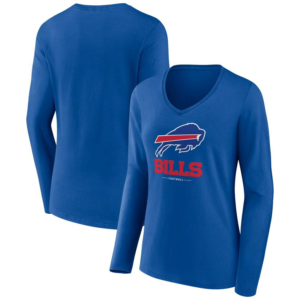 Buffalo Bills  Women's Logo Team Lockup Long Sleeve V-Neck T-Shirt