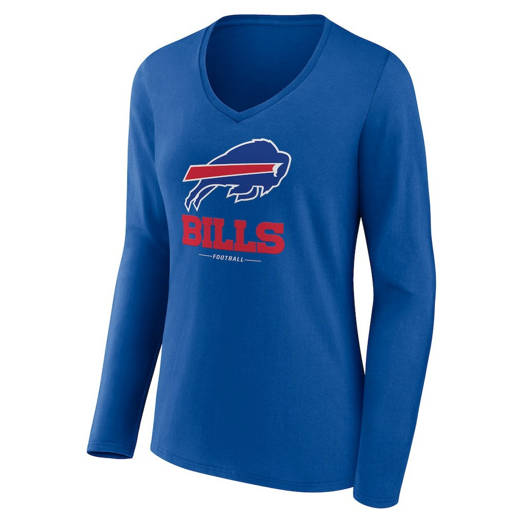 Buffalo Bills  Women's Logo Team Lockup Long Sleeve V-Neck T-Shirt