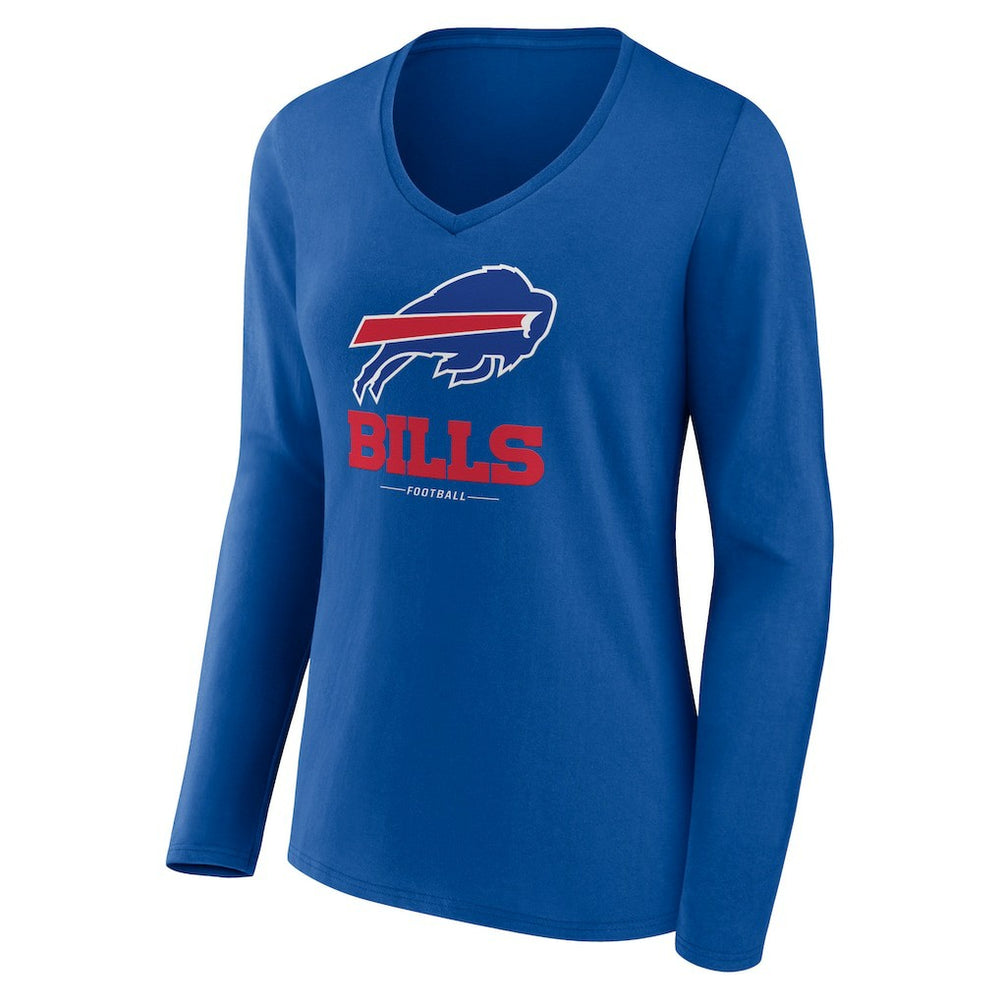 Buffalo Bills  Women's Logo Team Lockup Long Sleeve V-Neck T-Shirt