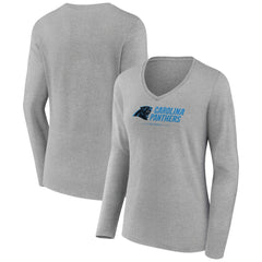 Carolina Panthers  Women's Logo Team Lockup Long Sleeve V-Neck T-Shirt