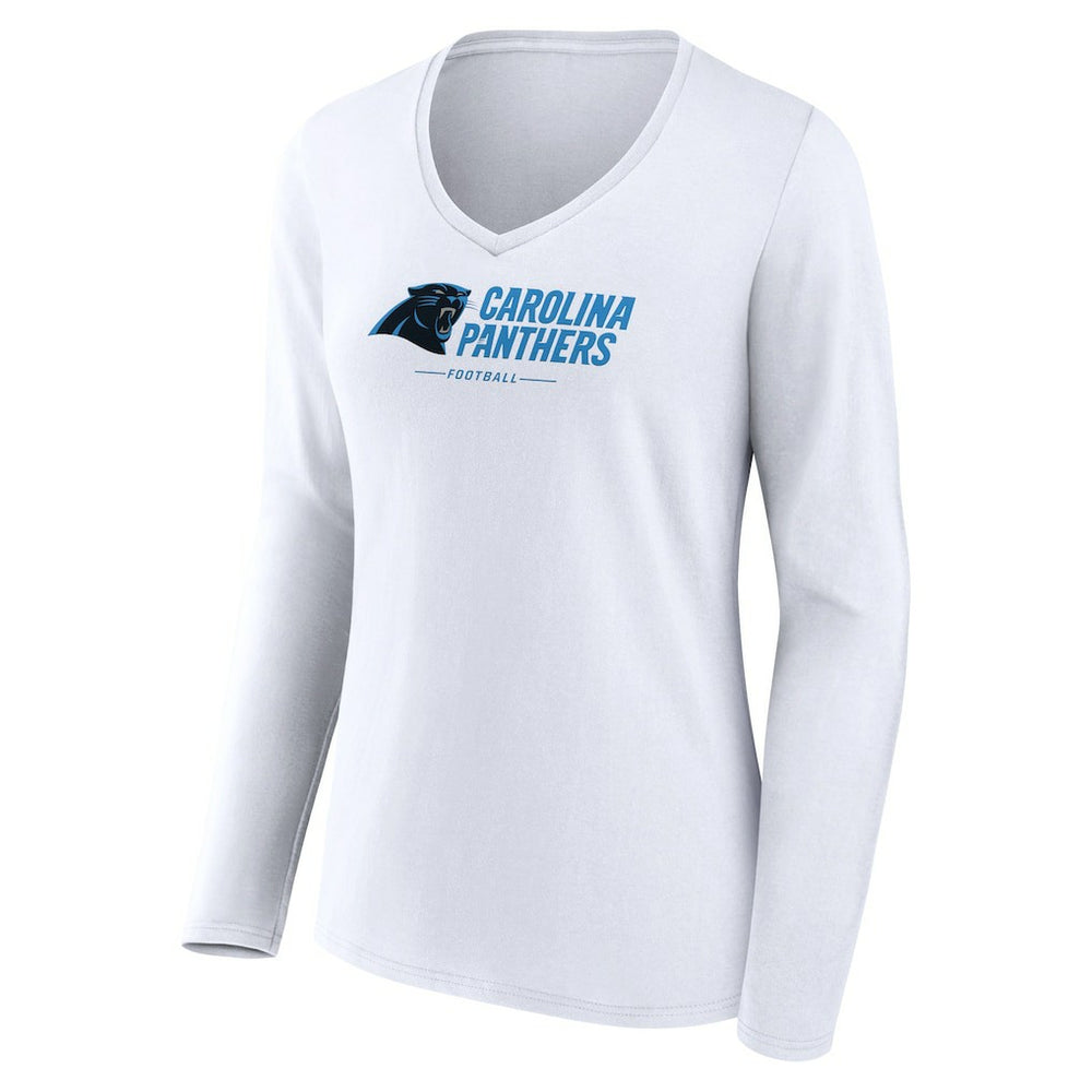Carolina Panthers  Women's Logo Team Lockup Long Sleeve V-Neck T-Shirt