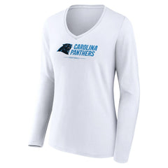 Carolina Panthers  Women's Logo Team Lockup Long Sleeve V-Neck T-Shirt