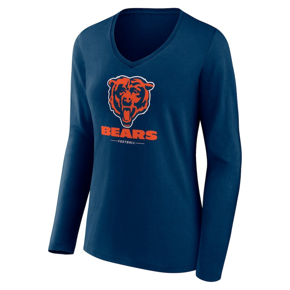 Chicago Bears  Women's Logo Team Lockup Long Sleeve V-Neck T-Shirt