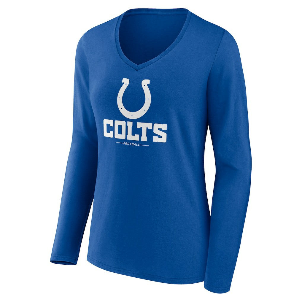 Indianapolis Colts  Women's Logo Team Lockup Long Sleeve V-Neck T-Shirt