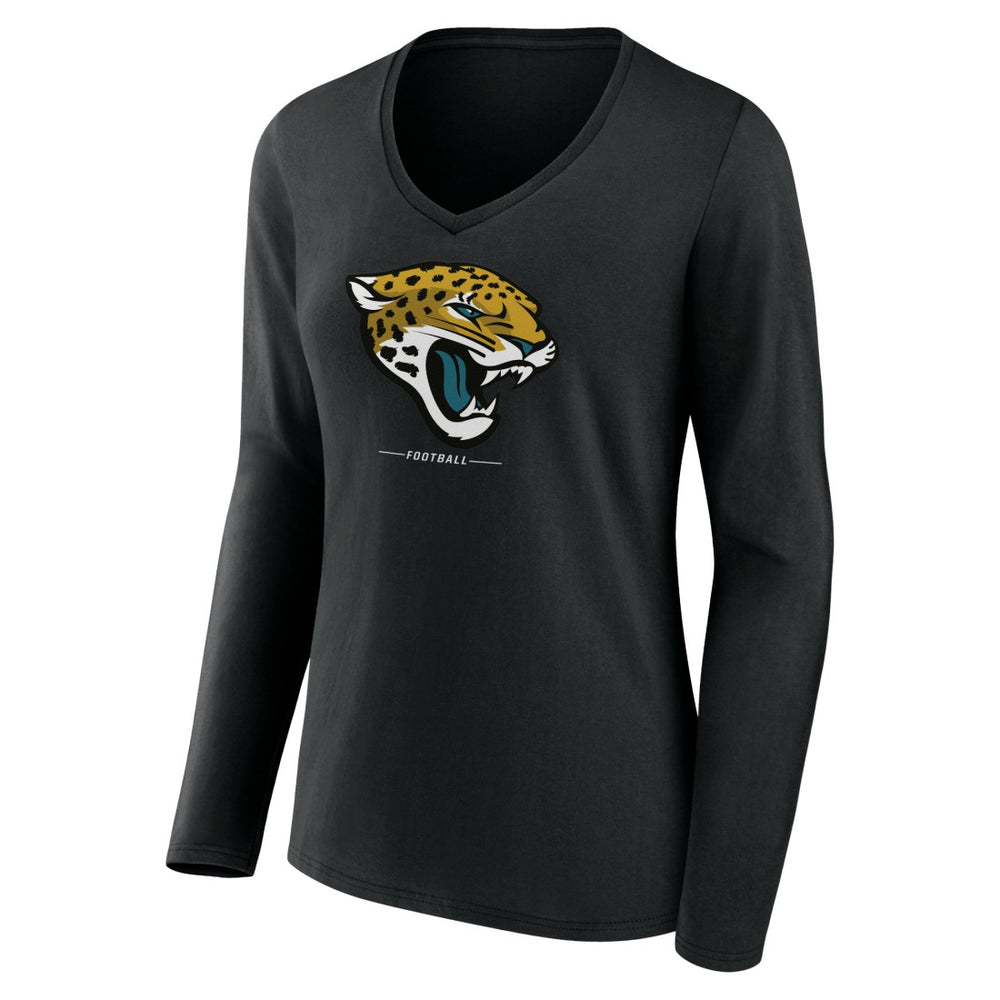 Jacksonville Jaguars  Women's Logo Team Lockup Long Sleeve V-Neck T-Shirt