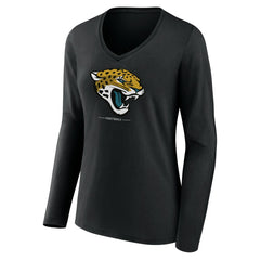 Jacksonville Jaguars  Women's Logo Team Lockup Long Sleeve V-Neck T-Shirt