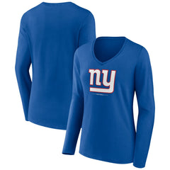 New York Giants  Women's Logo Team Lockup Long Sleeve V-Neck T-Shirt