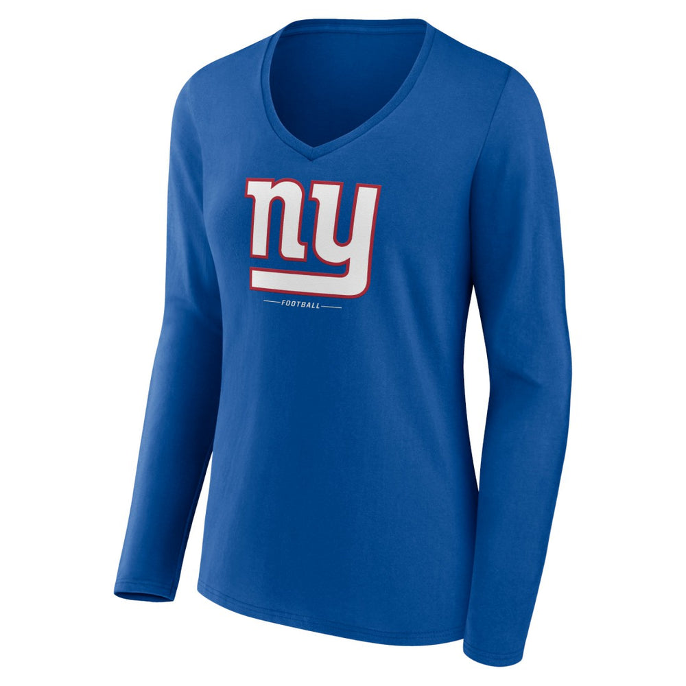New York Giants  Women's Logo Team Lockup Long Sleeve V-Neck T-Shirt