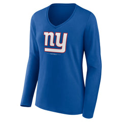 New York Giants  Women's Logo Team Lockup Long Sleeve V-Neck T-Shirt