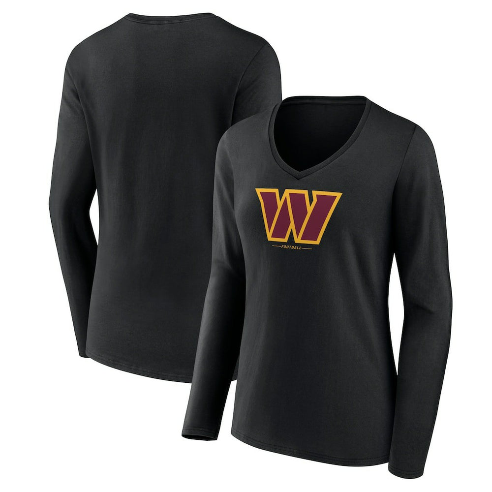 Washington Commanders  Women's Logo Team Lockup Long Sleeve V-Neck T-Shirt