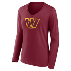 Washington Commanders  Women's Logo Team Lockup Long Sleeve V-Neck T-Shirt