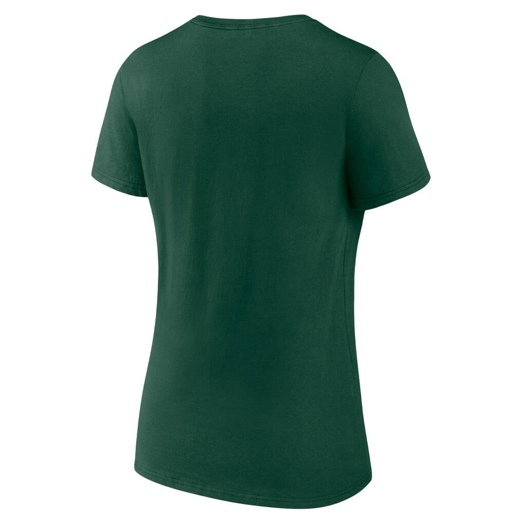 Green Bay Packers  Women's Logo Team Lockup V-Neck T-Shirt