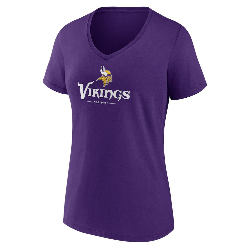 Minnesota Vikings  Women's Logo Team Lockup V-Neck T-Shirt