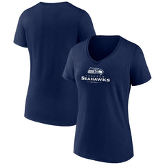 Seattle Seahawks  Women's Logo Team Lockup V-Neck T-Shirt