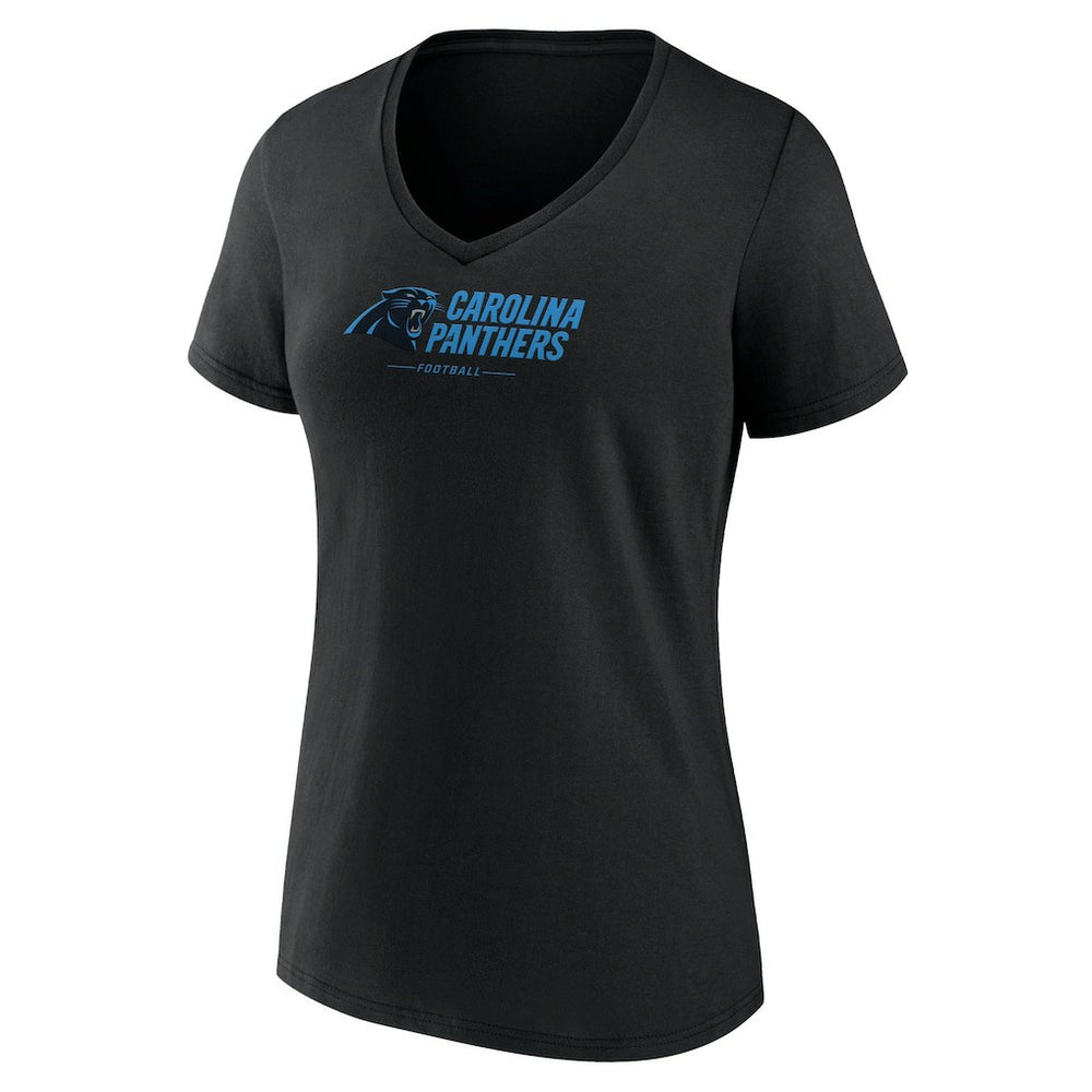 Carolina Panthers  Women's Logo Team Lockup V-Neck T-Shirt