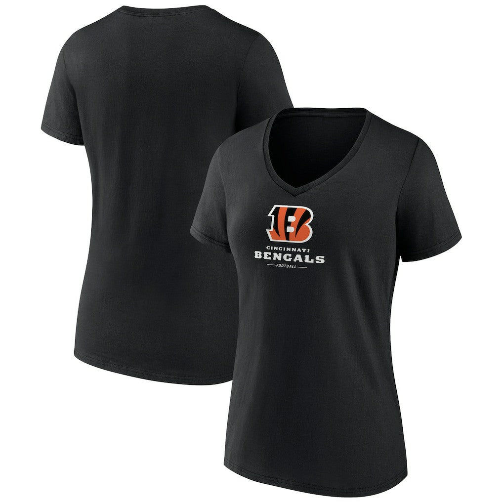 Cincinnati Bengals  Women's Logo Team Lockup V-Neck T-Shirt