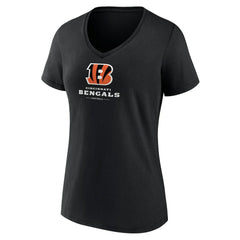 Cincinnati Bengals  Women's Logo Team Lockup V-Neck T-Shirt