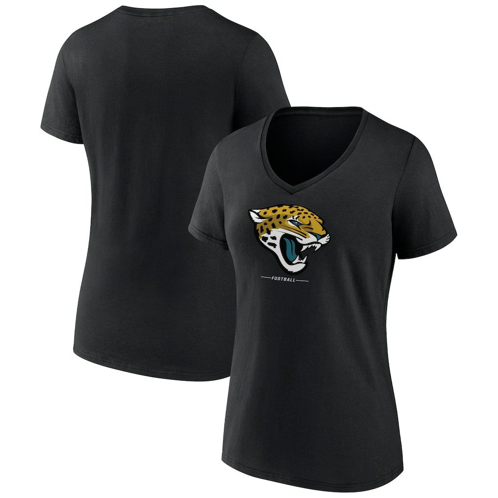 Jacksonville Jaguars  Women's Logo Team Lockup V-Neck T-Shirt