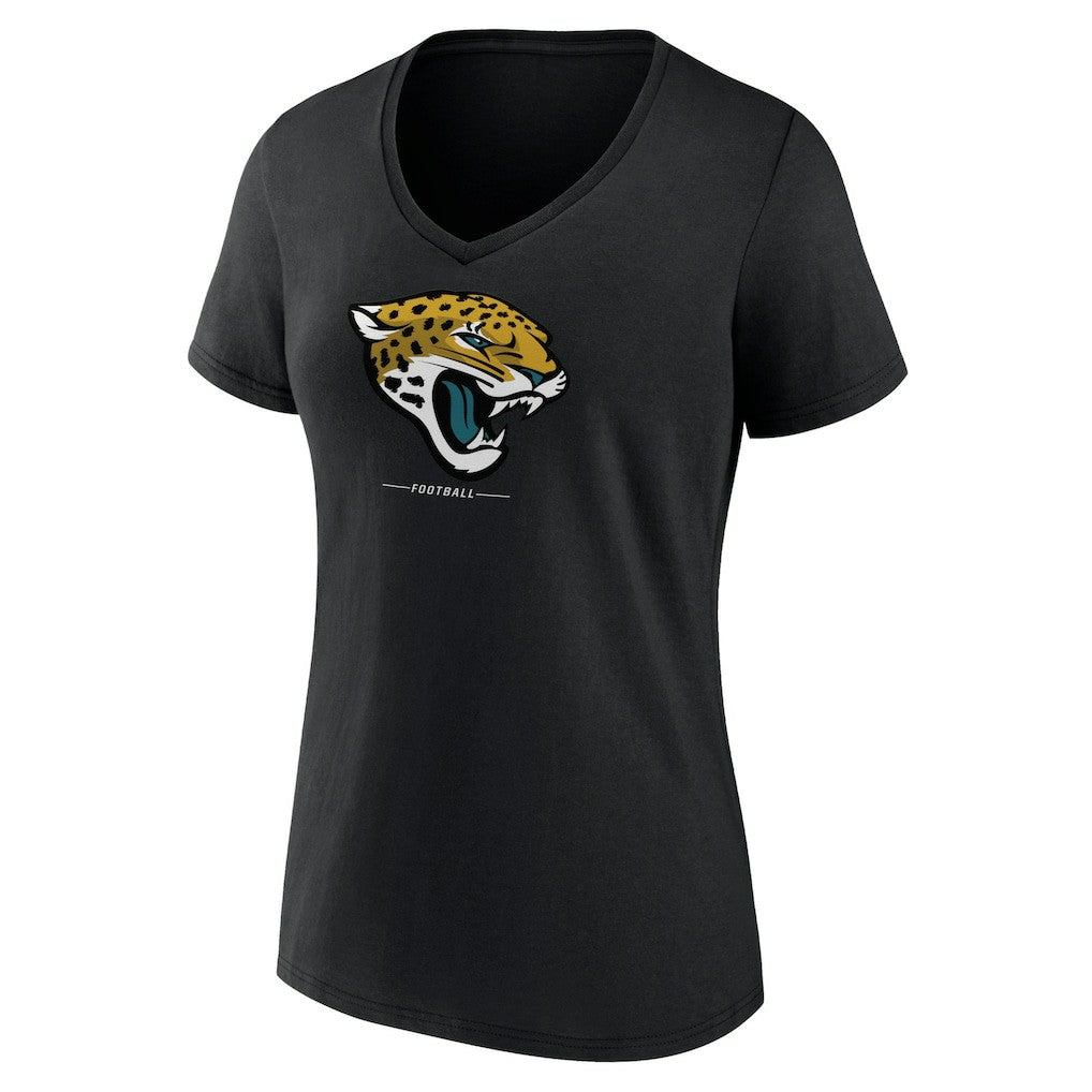 Jacksonville Jaguars  Women's Logo Team Lockup V-Neck T-Shirt