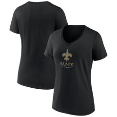 New Orleans Saints  Women's Logo Team Lockup V-Neck T-Shirt