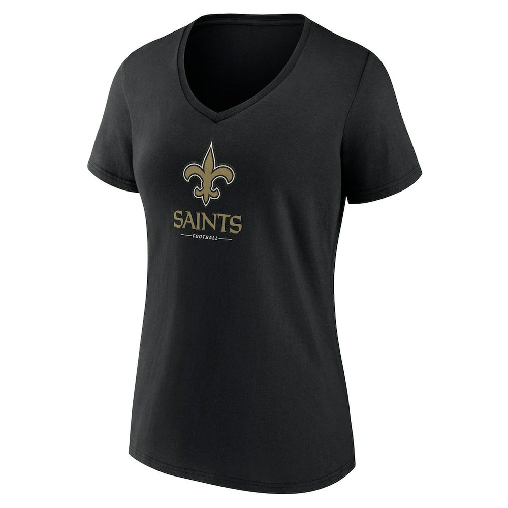 New Orleans Saints  Women's Logo Team Lockup V-Neck T-Shirt