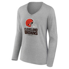 Cleveland Browns  Women's Logo Team Lockup Long Sleeve V-Neck T-Shirt