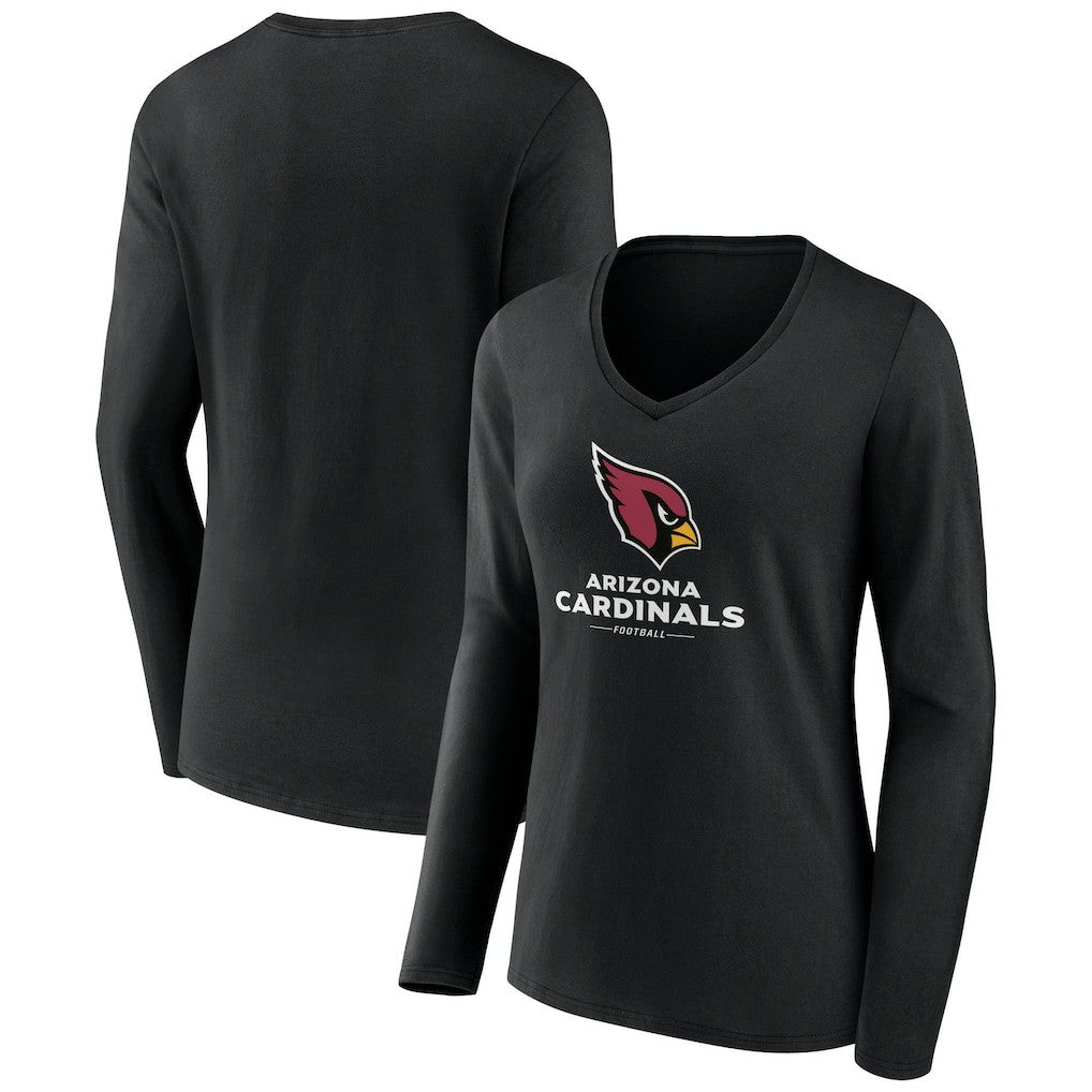 Arizona Cardinals  Women's Logo Team Lockup Long Sleeve V-Neck T-Shirt