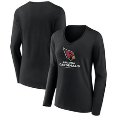 Arizona Cardinals  Women's Logo Team Lockup Long Sleeve V-Neck T-Shirt